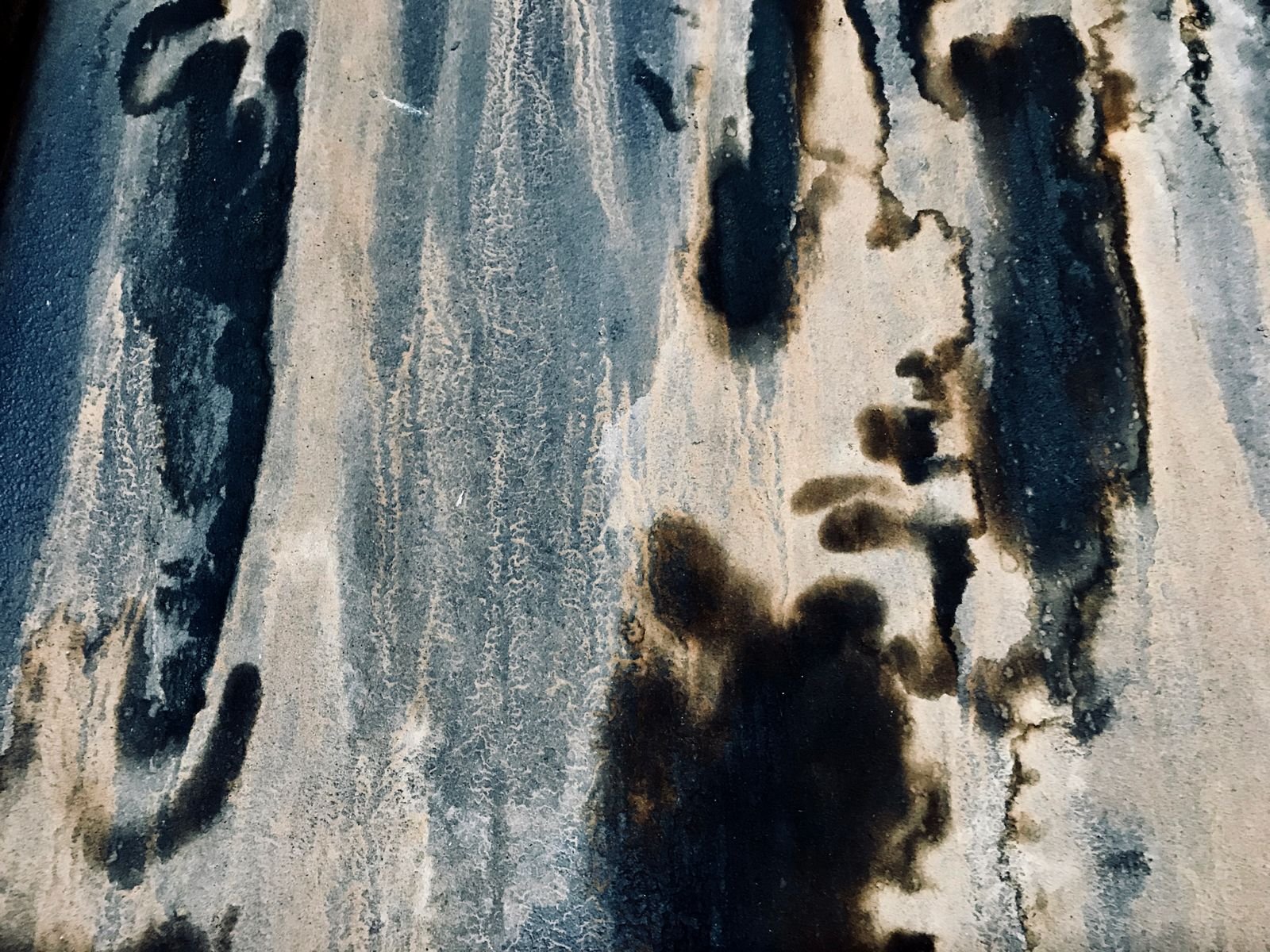 Mold and mildew staining on a wall surface
